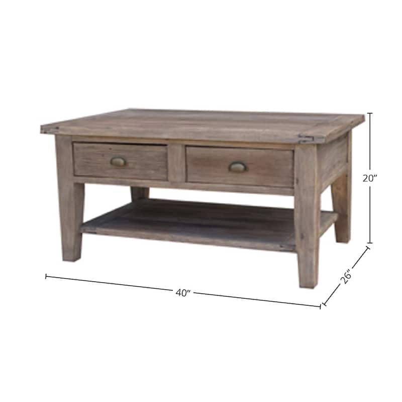 40" Wide Small Coffee Table, Light Brown