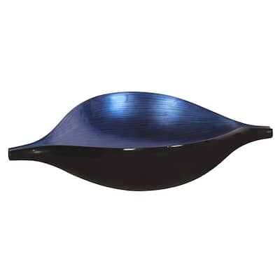 Sleek Blue and Black Lacquer Centerpiece Eye Bowl - 5x19
