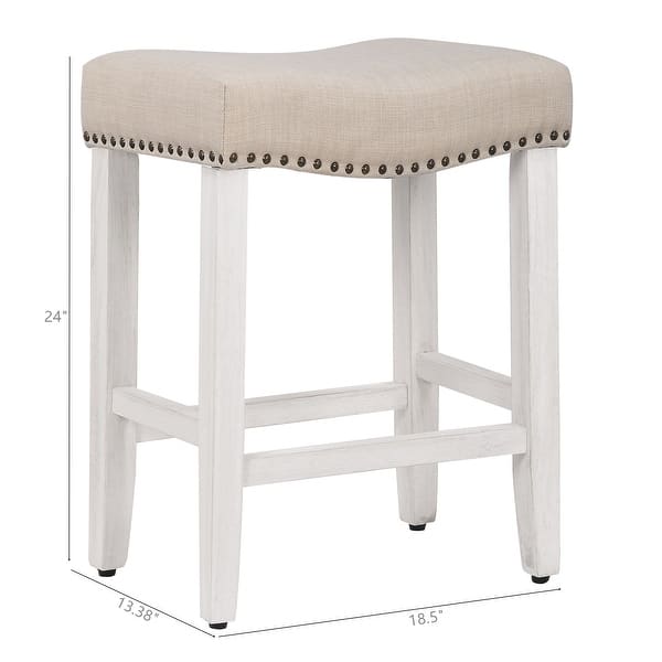 dimension image slide 1 of 2, Jameson Upholstered Polyester Antique White 24 Inch Counter Stool (Set Of 2)