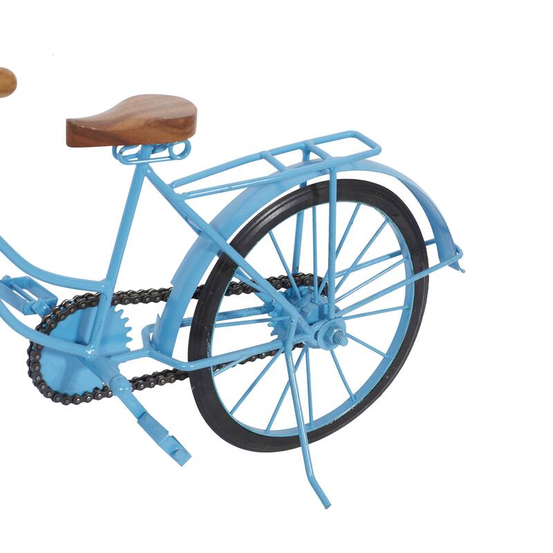 Yellow, Blue or Silver Metal Bike Decorative Sculpture with Wood Accents