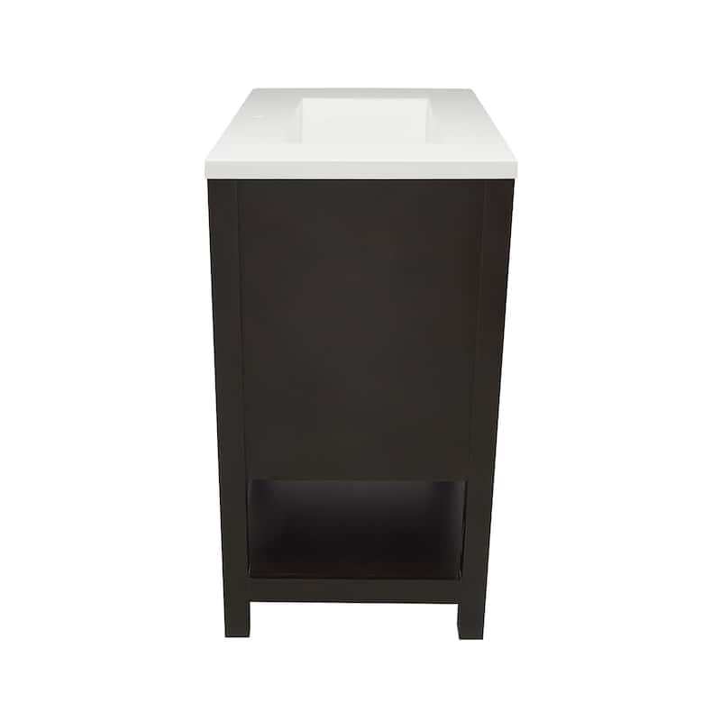 Taos 25 in. W x 19 in. D x 36 in. H Bath Vanity in with White Cultured Marble Top Single Hole