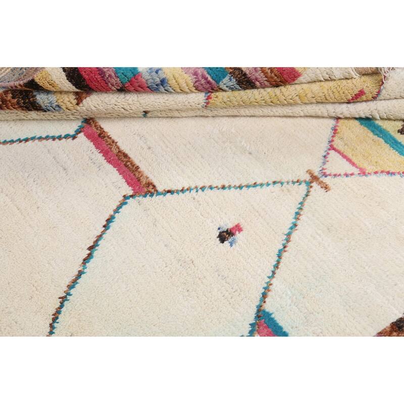 Tribal Moroccan Oriental Living Room Area Rug Hand-knotted Wool Carpet - 7'7" x 10'7"