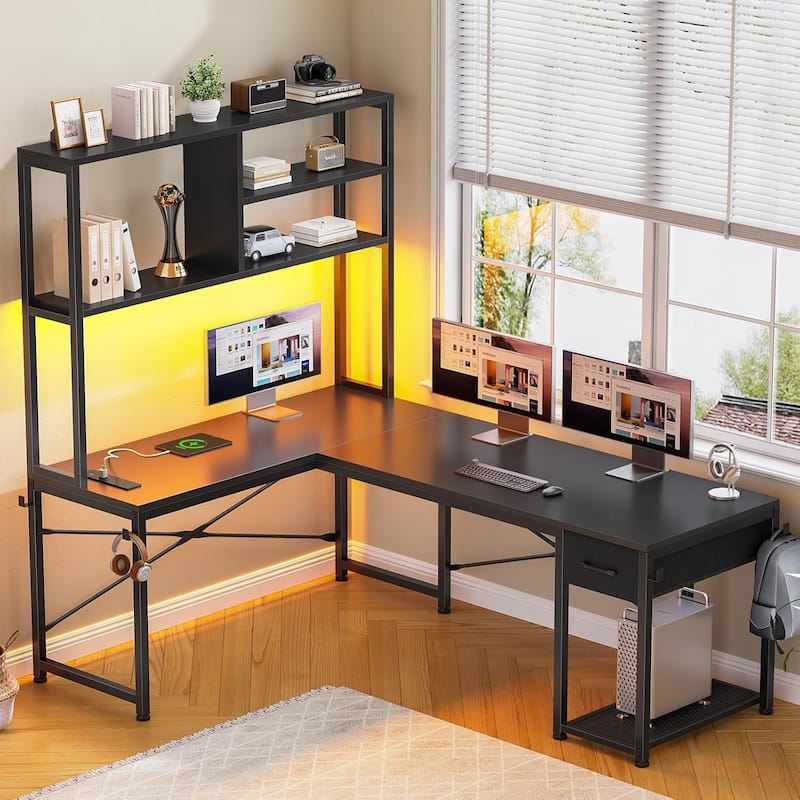 51.2" Reversible Small Corner Desk with Drawer L Shaped Gaming Desk - Black