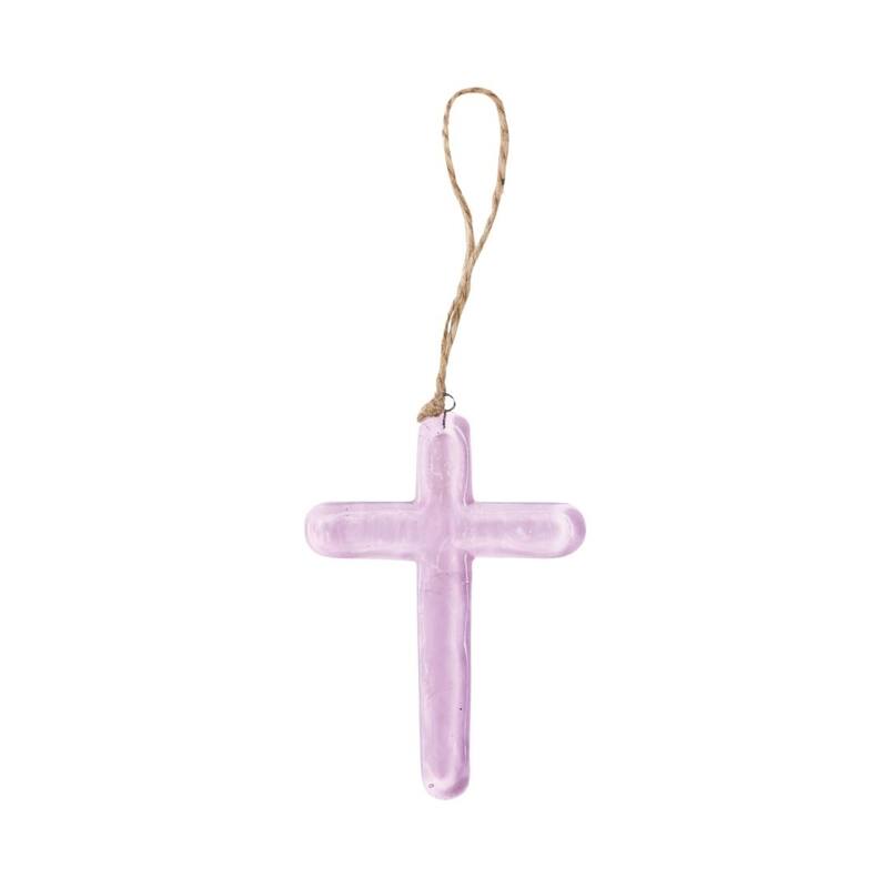 Transpac Glass Pink Cross w/Hanger Home Decorations Spring