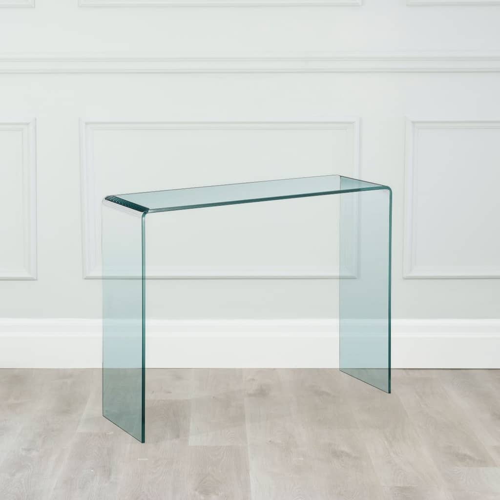 Curvo Clear Tempered Glass Waterfall Console Sofa Table