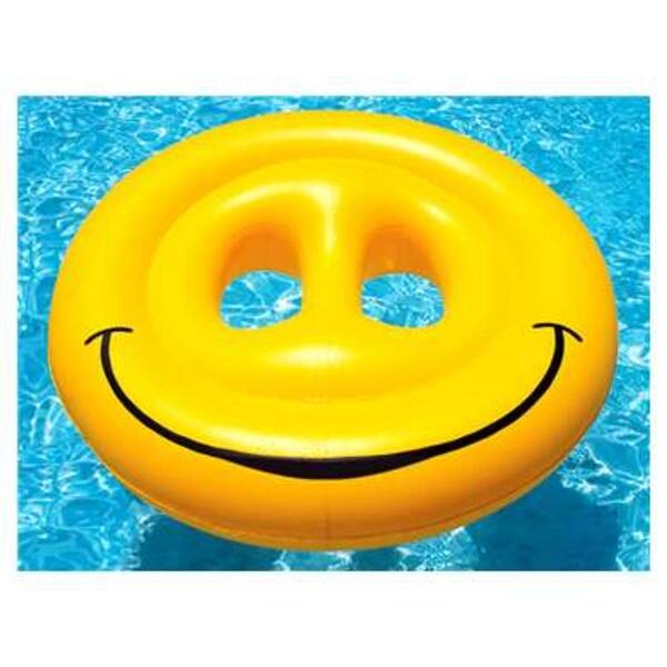 72 Yellow Inflatable Smiley Face 2 Person Circular Raft N A
