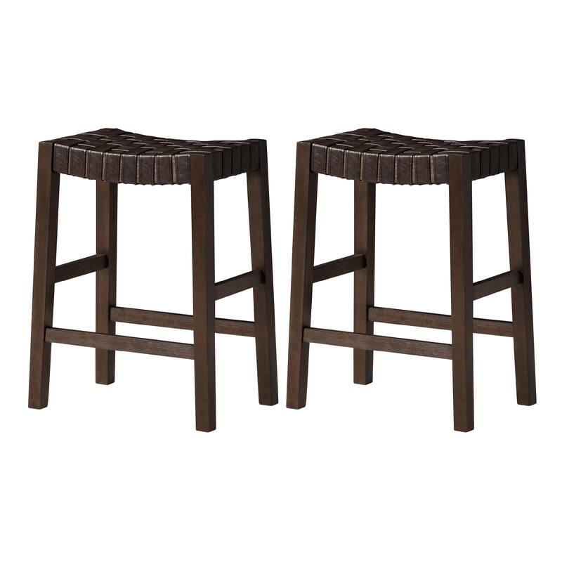 Maven Lane Emerson 26" Counter Height Kitchen Stool - Set of 2 - Weathered Brown