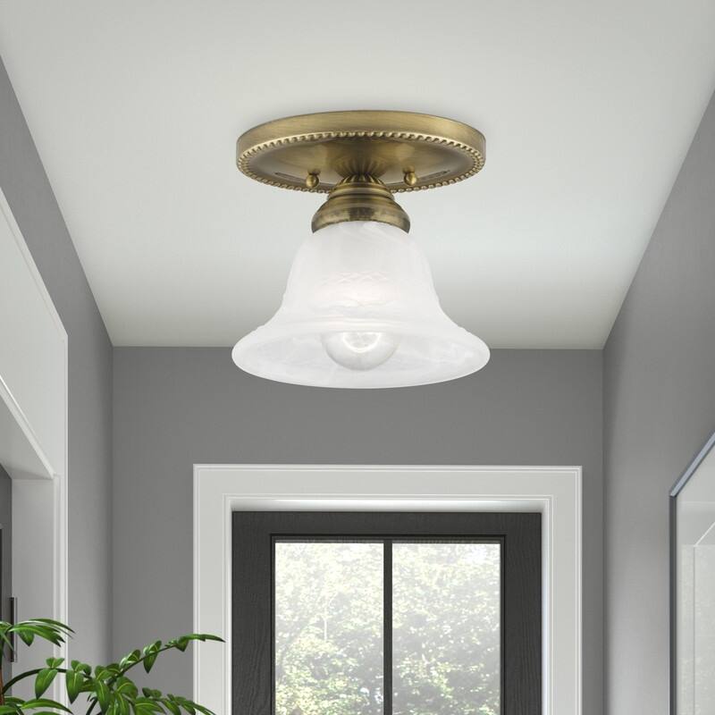 Livex Lighting 1-light Antique Brass Ceiling-mount Light, 1530-01 - 7" DIA X 6" H