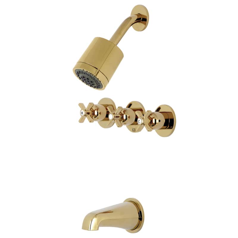 Millennium Three-Handle Tub and Shower Faucet - Polished Brass