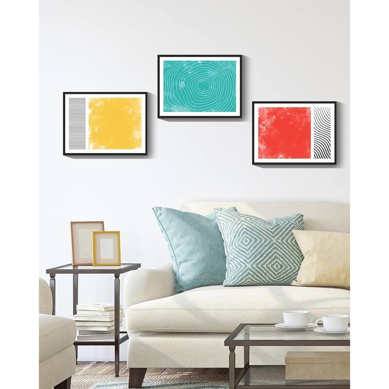 Minimalist Abstract Framed Wall Art Modern Colorful Line