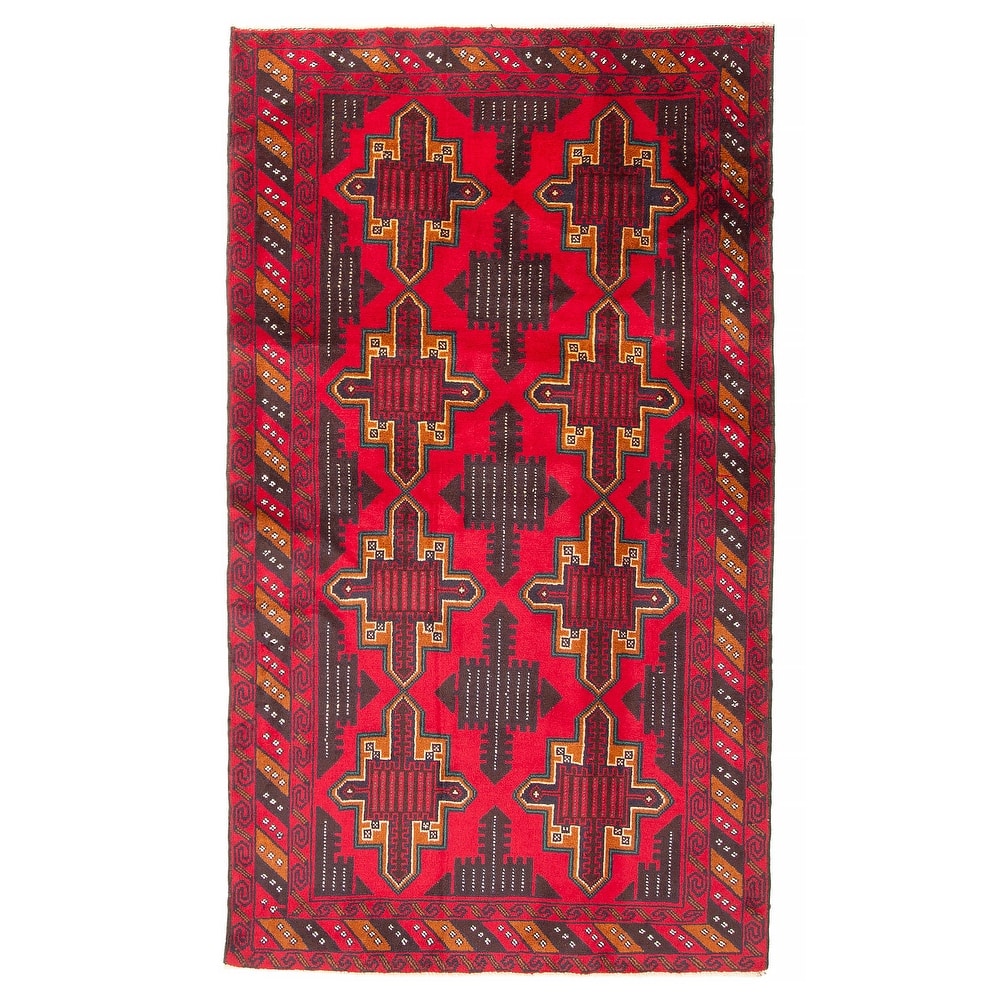 ECARPETGALLERY Hand-knotted Teimani Red Wool Rug - 3'9 x 6'7