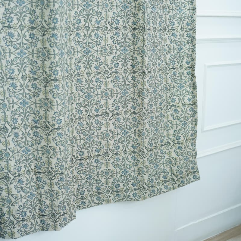 Fabdivine Floral Soft Linen Blend Fabric Kitchen Living Room Window Home Accent Décor Curtain