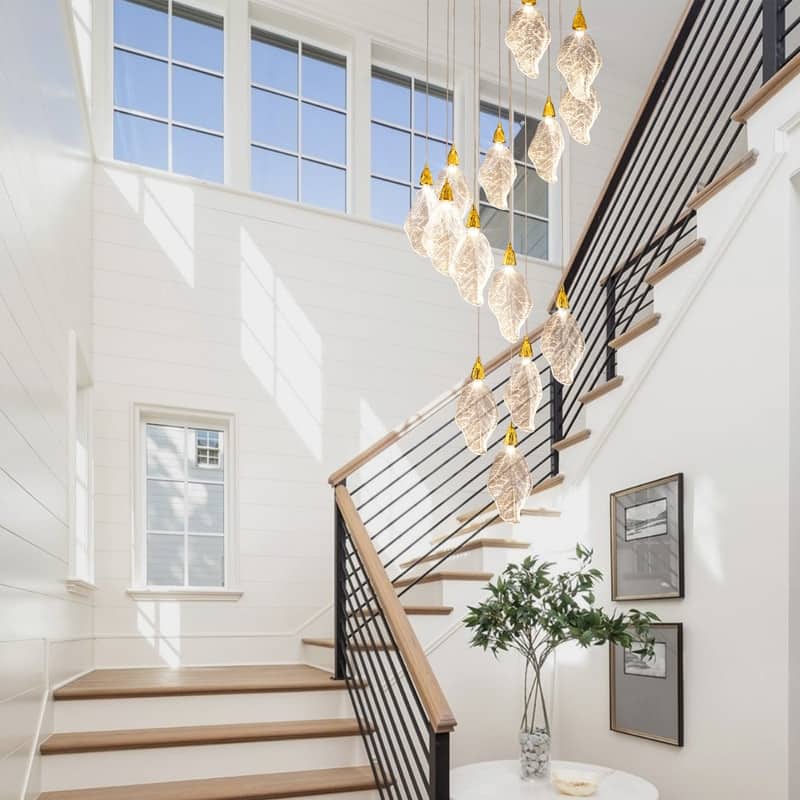 KAYLA D31.5" 18-Light Modern Chandelier, Bionic Leaf Chandelier