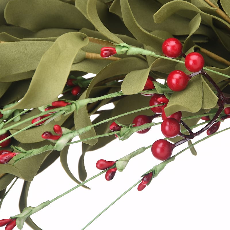 National Tree Company Artificial Autumn Wreath, Decorated with Assorted Grass, Berry Clusters, Autumn Collection, 22 inches