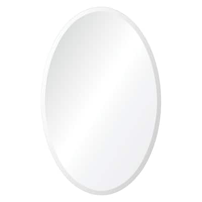 28" Silver Glass Unframed Beveled Oval Wall Mirror