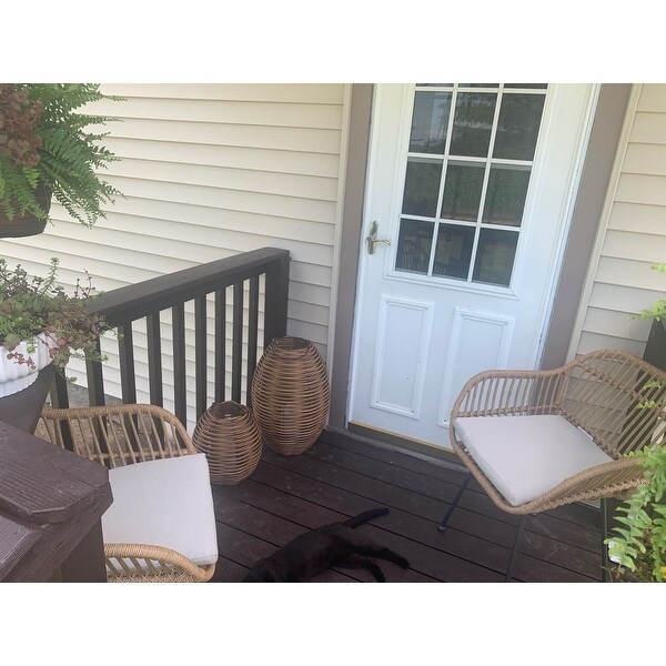 Orlando Outdoor Woven Faux Rattan Chairs With Cushions Set Of 2 By Christopher Knight Home On Sale Overstock 27569218