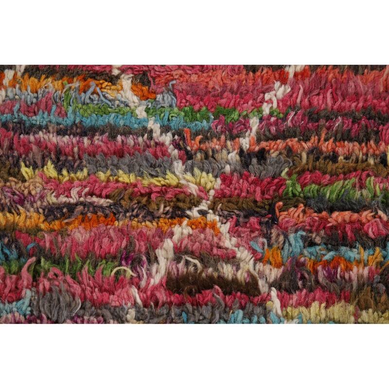 All-Over Trellis Moroccan Area Rug Hand-Knotted Wool Carpet - 5'9" x 10'0"