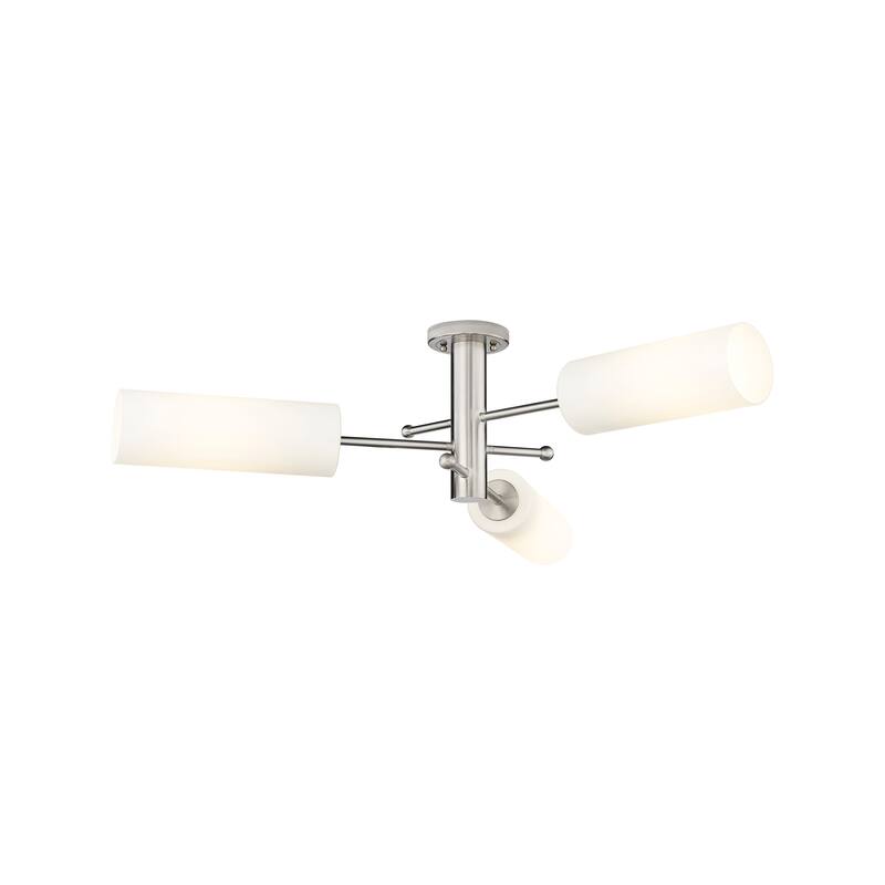 Innovations Lighting Crown Point - 3 Light 12" Flush Mount - Satin Nickel/Matte White