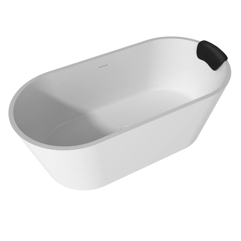 CASAINC Resin Stone Solid Surface Soaking Stand Alone Bathtub Freestanding Bathtub in Matte White