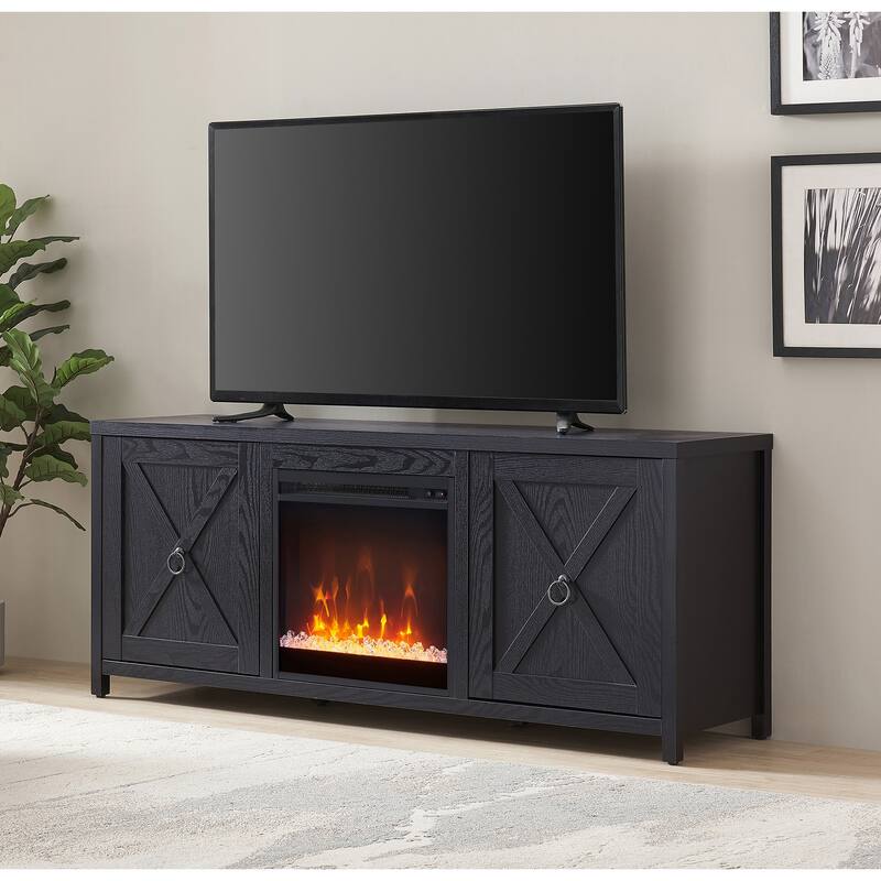 Granger 58" TV Stand with Crystal Fireplace Insert - Black