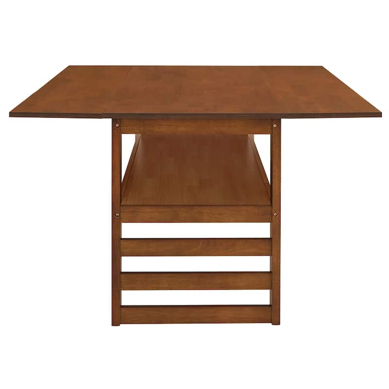 5-Piece Wood Square Dining Table Set, Extendable Kitchen Table with Upholstered Chairs and Storage Shel for Dining Room