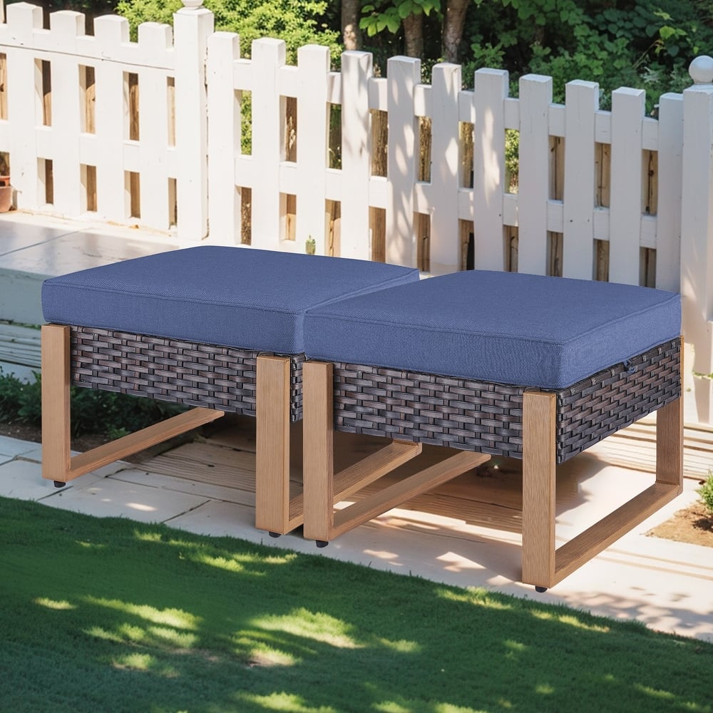 Gymojoy Outdoor Rattan Wicker Ottoman Seat Weather-resistance