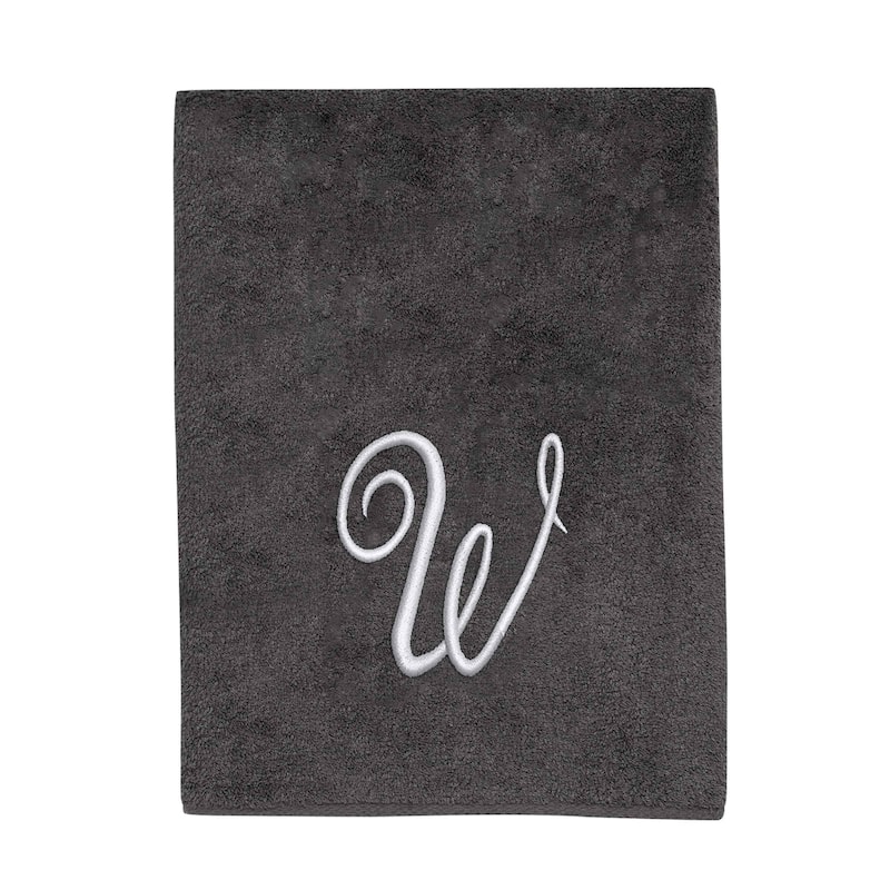 Avanti Linens Granite/Silver Script Monogram Bath Towel Letter W - Bath Towel