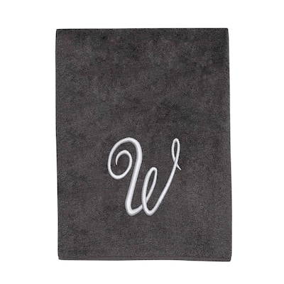 Avanti Linens Granite/Silver Script Monogram Bath Towel Letter W - Bath Towel