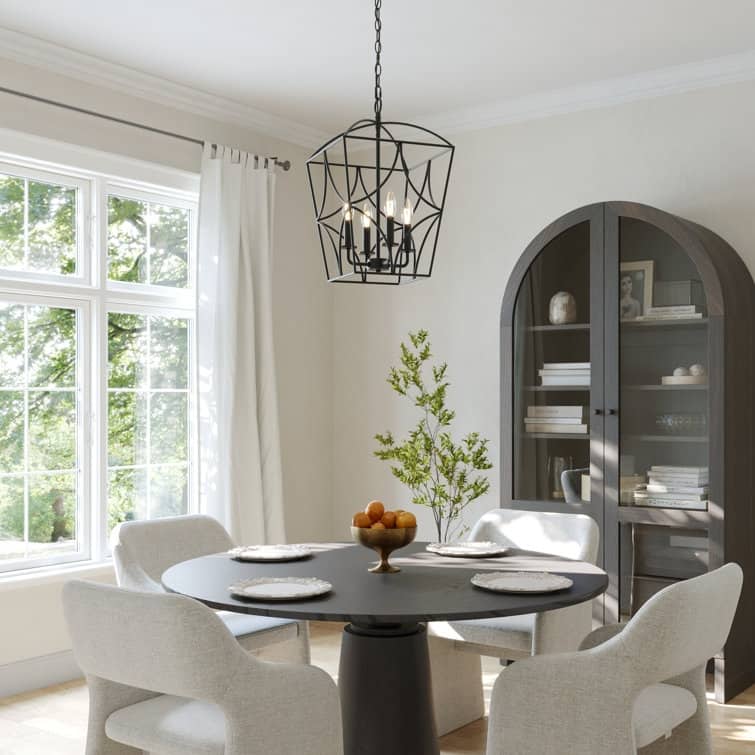 Acroma 4 - Light Steel Dimmable Lantern Geometric Chandelier