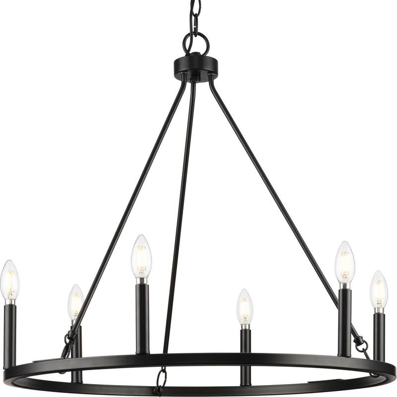 Gilliam Collection Six-Light Matte Black New Traditional Chandelier - 27.62 in x 27.62 in x 24.87 in - 27.62 in x 27.62 in x 24.87 in