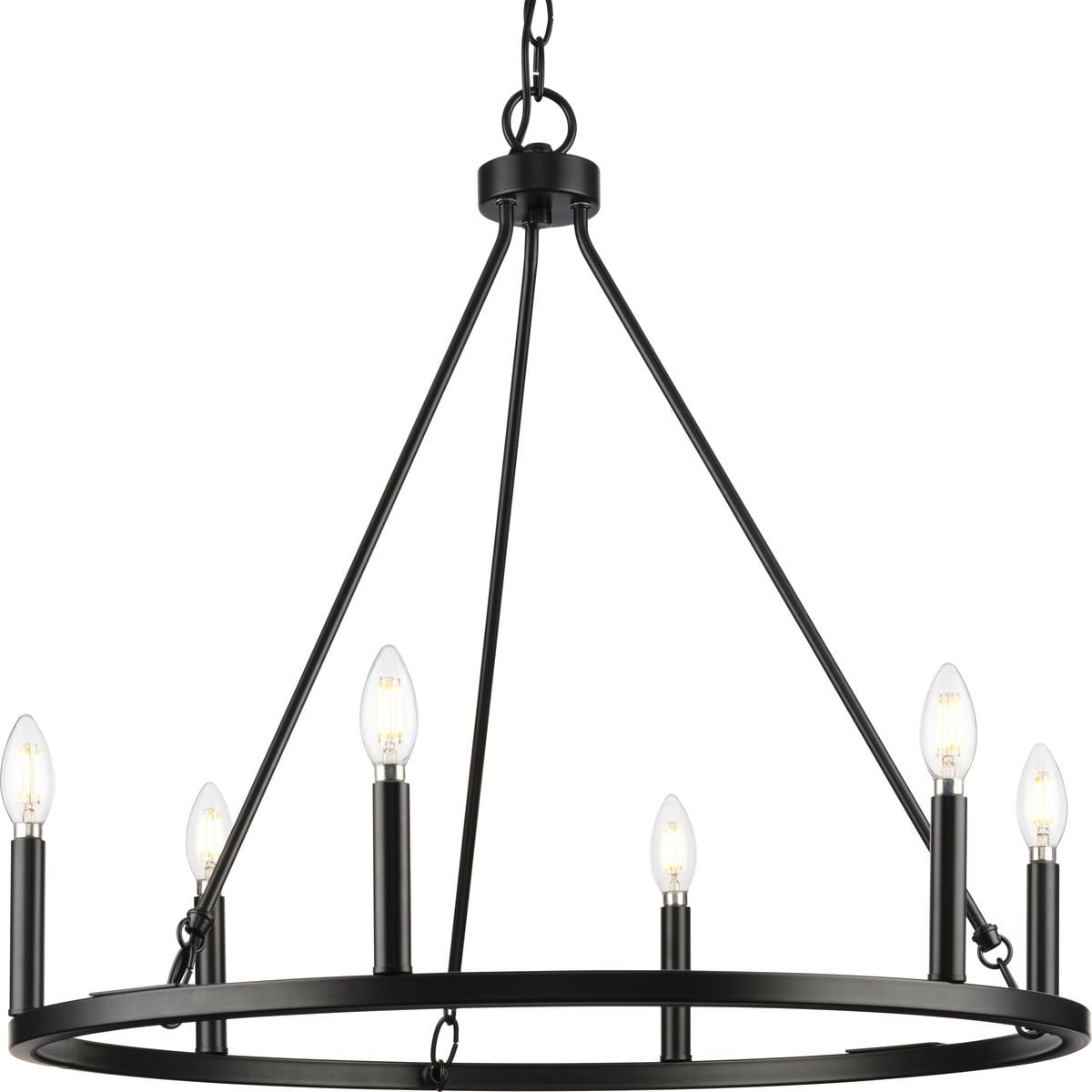 Progress Lighting Gilliam Collection Six-Light Matte Black New Traditional Chandelier - 27.62 in x 27.62 in x 24.87 in