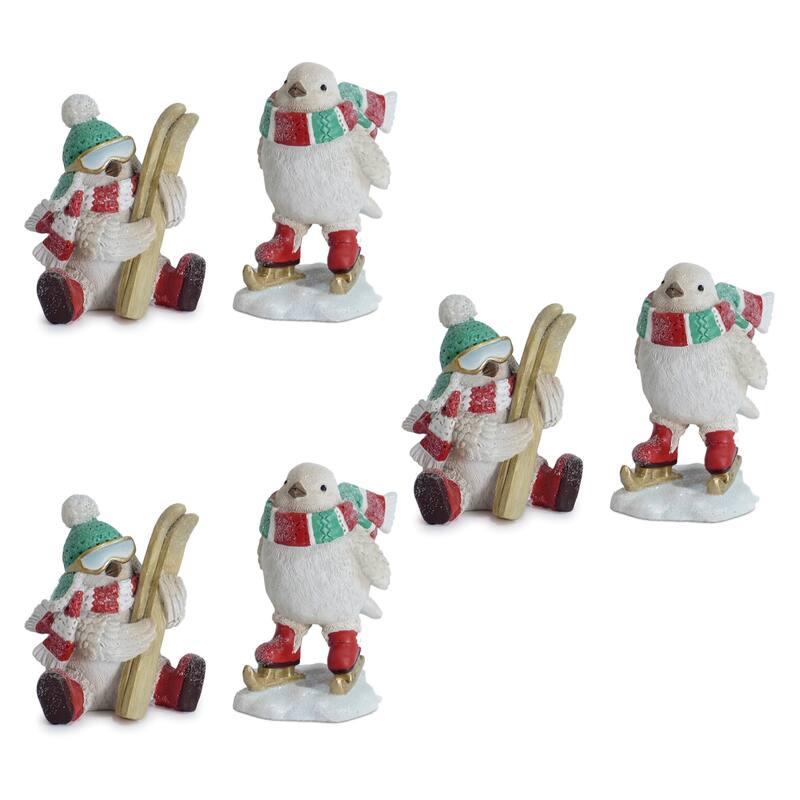Sports Bird with Skis and Skate Christmas Figurines - 5.25" - Set of 6
