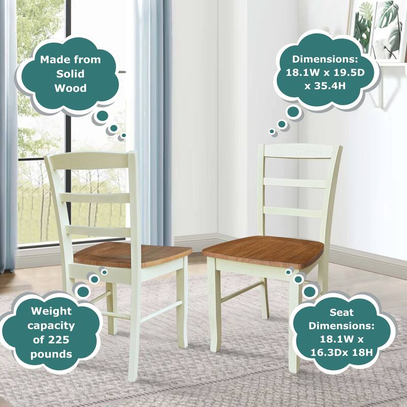 International Concepts Solid Wood Madrid Ladderback Chairs, Set of 2