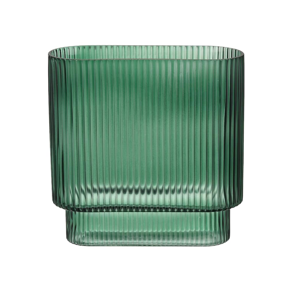 Atlas Dare Emerald Green and Colored Glass Art Deco Vase