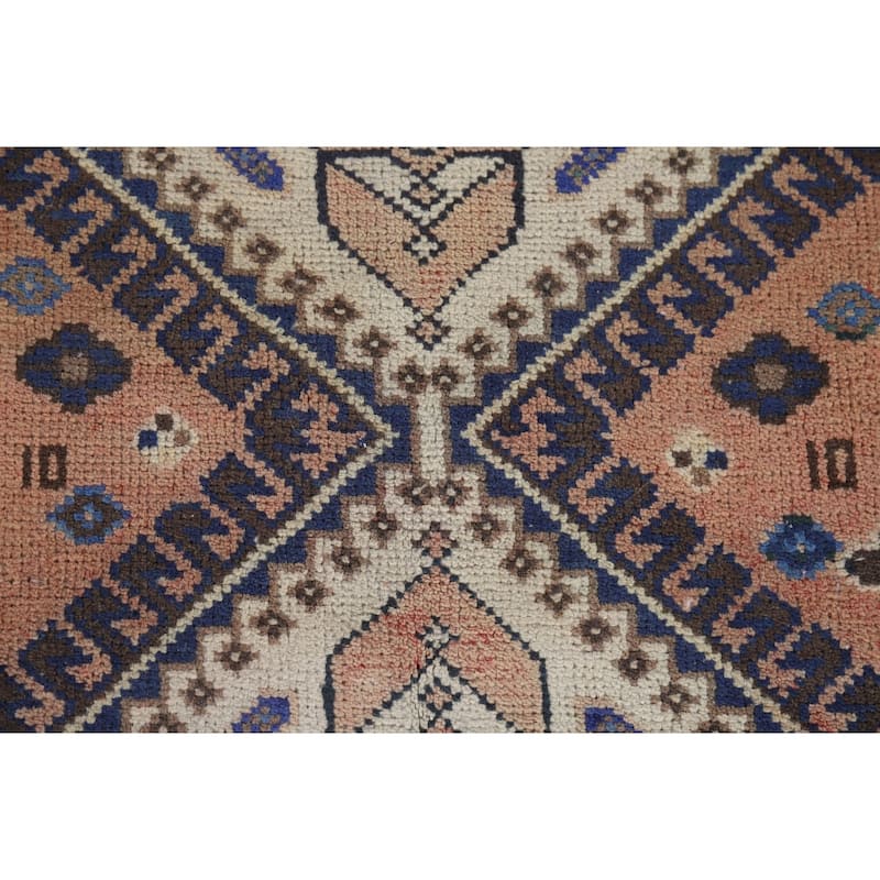 Geometric Bakhtiari Vintage Persian Area Rug Hand-Knotted Wool Carpet - 5'0" x 10'0"