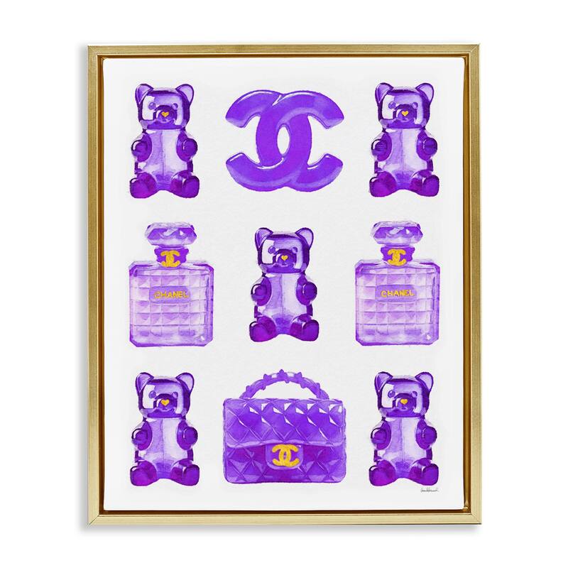 Stupell Purple Glam Gummy Candy Framed Floater Canvas Wall Art Design by Amanda Greenwood