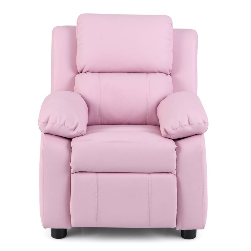 Gymax Deluxe Padded Kids Sofa Armchair Recliner Headrest w/ Storage