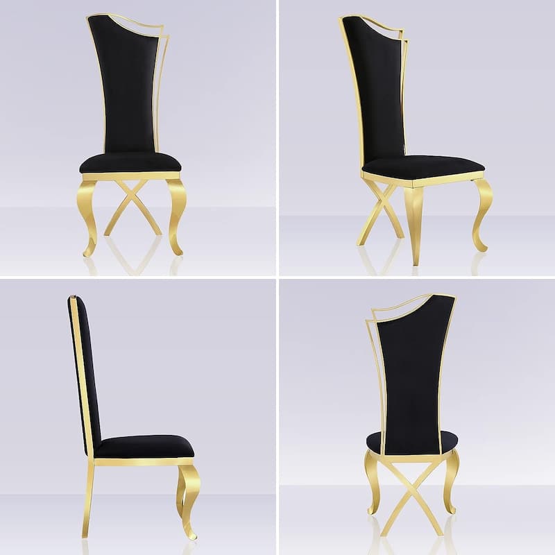 Luxury Upholstered Dining Chairs with Stylish Streamlined High Back with Cabriole X-Shaped Legs
