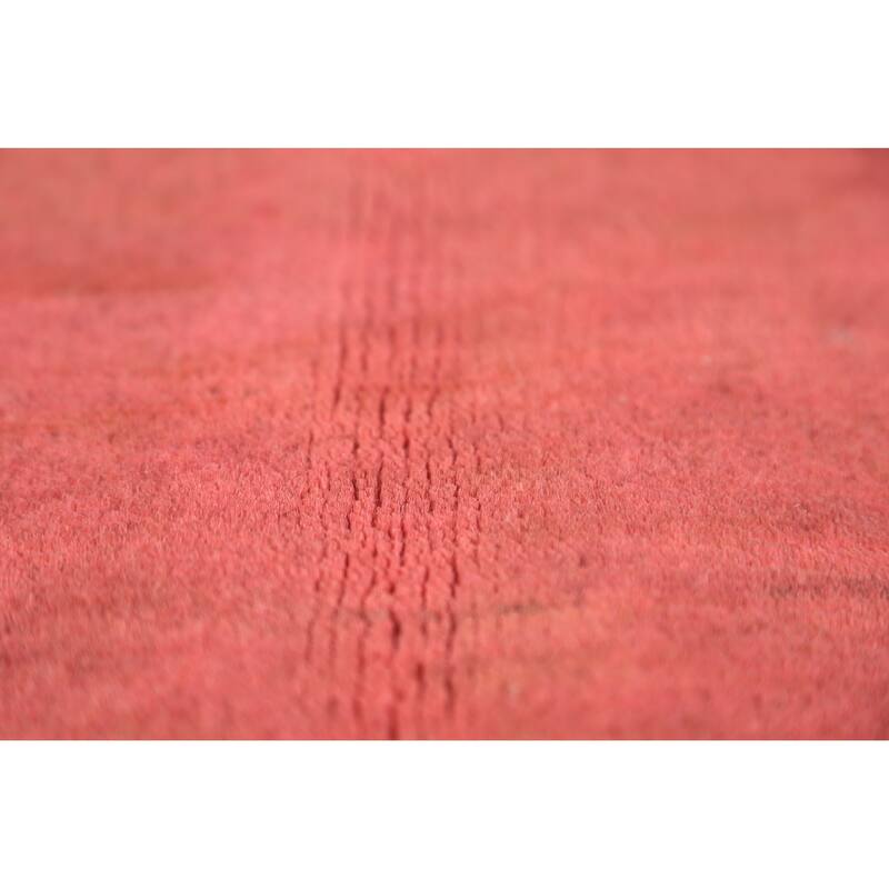 Pink Gabbeh Modern Rug Handmade Solid Wool Carpet - 2'8" x 4'1"