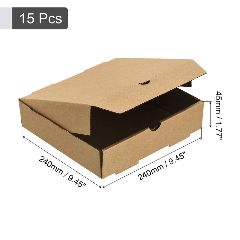 Pizza Box, 15pcs 9 x 9 Inches - Cowhide Paper Square Mini Pizza Boxes (Brown) - Brown - Brown