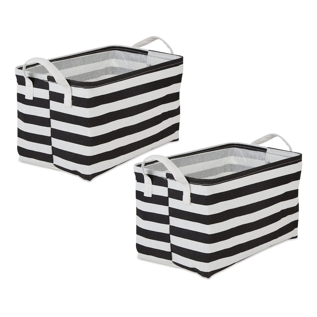 Cotton Polyester Laundry Bin Stripe Rectangle (Set of 2)