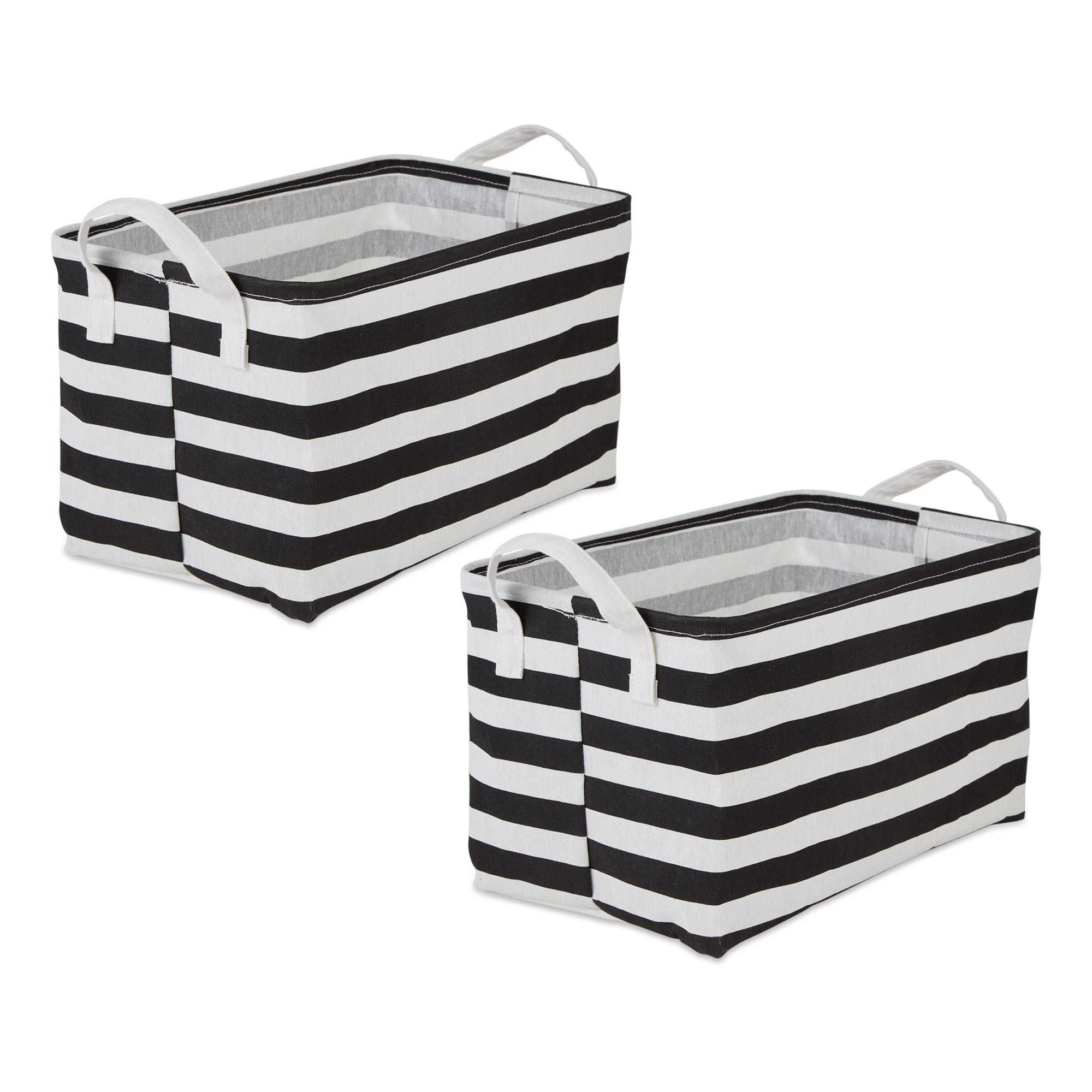 Cotton Polyester Laundry Bin Stripe Rectangle (Set of 2)
