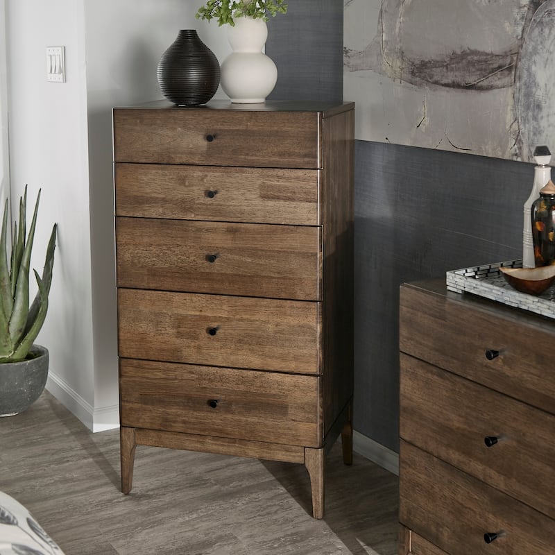 Ozan Walnut Finish 5-drawer Chest by iNSPIRE Q Modern
