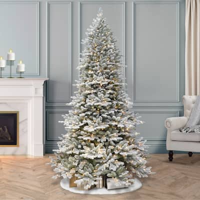 Puleo International 7.5 ft. Flocked Royal Majestic Douglas Fir Downswept Artificial Christmas Tree