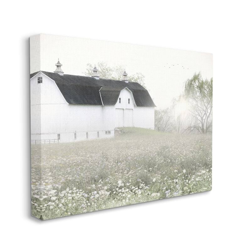 Stupell Peaceful White Barn Countryside Meadow Blooming Buds Canvas Wall Art, Design by Lori Deiter