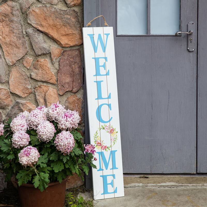 Glitzhome 42"H Wooden "HAPPY EASTER" Standing Hanging Porch Sign for Front Door