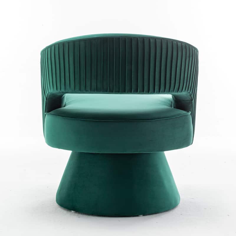 SEYNAR Modren Velvet Living Room Swivel Arm Barrel Chair with Tufted Back