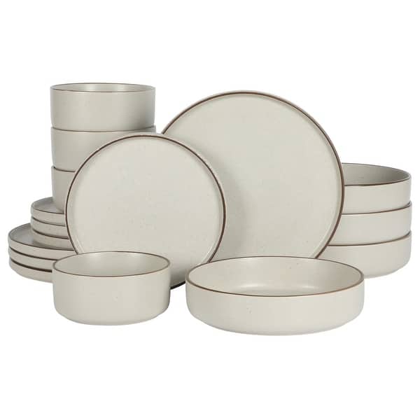 Gibson Elite Gelston Stoneware Matte Reactive Glaze 16 Piece (Service for 4) Plates and Bowl Dinnerware Set in Off-White