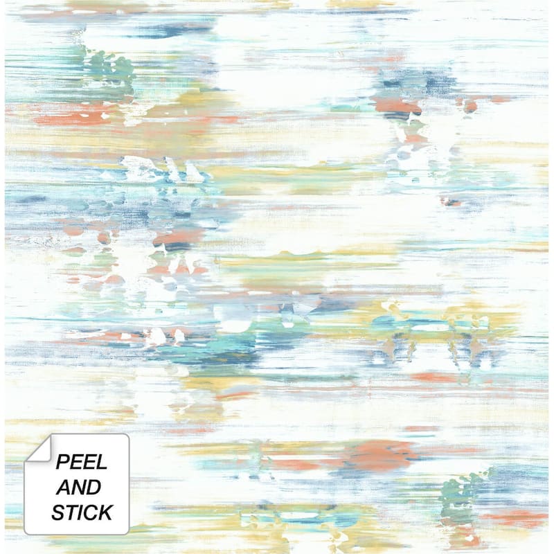 NextWall Brushed Stripe Abstract Peel and Stick Removable Wallpaper - 20.5 in. W x 18 ft. L - 20.5 in. W x 18 ft. L - Multi-Color