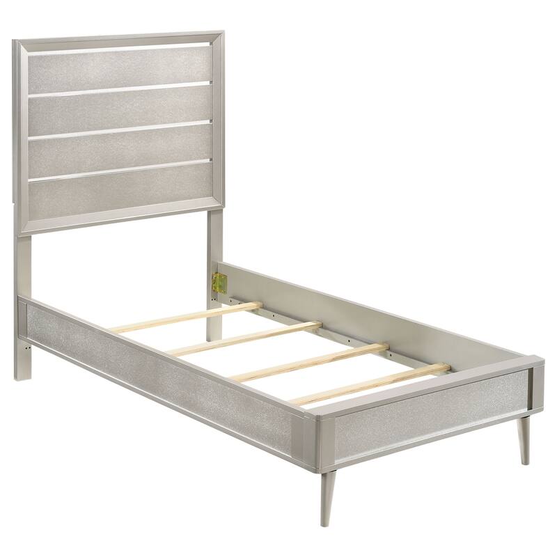 Ramon Modern Classic Wood Panel Bed Metallic Sterling